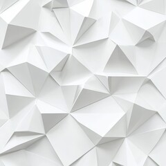 A 3D geometric paper background is created with an abstract design of a white triangle