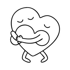 Obraz premium hugging heart icon, hugging heart line art - simple line art of hugging heart, perfect for hugging heart logos and icons