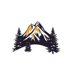Obraz premium A picturesque mountain landscape featuring majestic peaks and lush evergreen trees under a clear sky, ideal for outdoor enthusiasts and nature lovers seeking adventure.