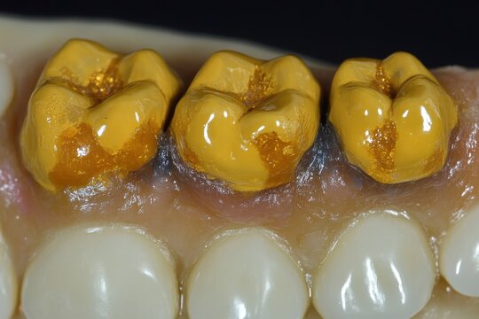 A magnified image displays the mouths of youngsters with misaligned, fractured teeth and odontolith
