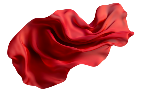 Fabric wave gracefully, evoking sense of dynamic flow and luxury, with vibrant red hue