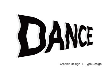 DANCE 텍스트에 웨이브 효과를 추가한 타이포 디자인