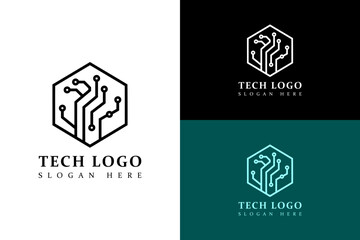 hexagon with circuit patterns vector illustration, abstract, logo for blockchain, tech, information technology, database, data science, artificial intelligence, cloud computing, and more