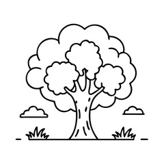 large tree in landscape icon, large tree in landscape line art - simple line art of large tree in landscape, perfect for large tree in landscape logos and icons