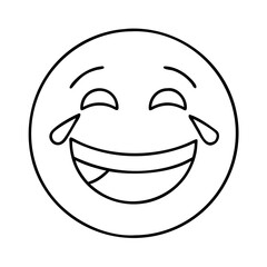 laughing emoji icon, laughing emoji line art - simple line art of laughing emoji, perfect for laughing emoji logos and icons