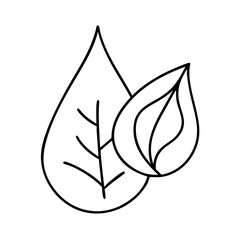 leaf with water drop icon, leaf with water drop line art - simple line art of leaf with water drop, perfect for leaf with water drop logos and icons