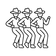line dancing group icon, line dancing group line art - simple line art of line dancing group, perfect for line dancing group logos and icons
