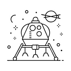 lunar lander icon, lunar lander line art - simple line art of lunar lander, perfect for lunar lander logos and icons