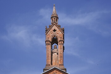 Statue on Sancta Maria del Carmine in Milan, Lombardy, Italy