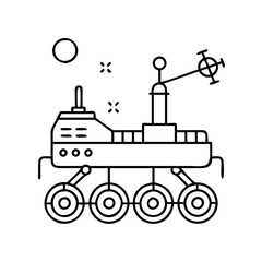 Naklejka premium mars rover icon, mars rover line art - simple line art of mars rover, perfect for mars rover logos and icons