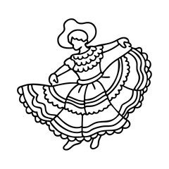 mexican folk dancer icon, mexican folk dancer line art - simple line art of mexican folk dancer, perfect for mexican folk dancer logos and icons