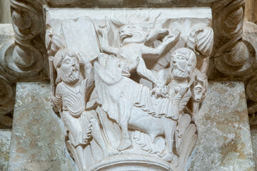 detail in the  basilica Of Sainte Madeleine in Vezelay, France