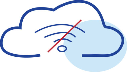 Cloud and no wi-fi symbol. No online connectivity, data backup. vector,