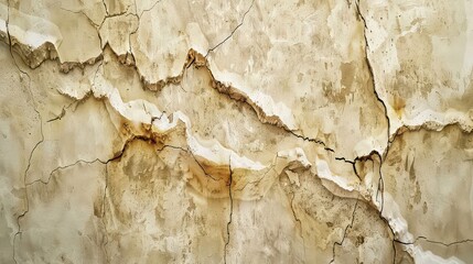 Fototapeta premium A rough concrete wall with visible cracks and stains