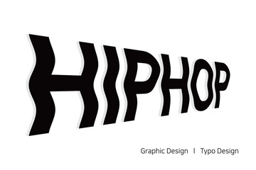 HIPHOP 텍스트를 리듬감 있게 표현한 타이포 디자인