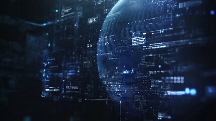 Fototapeta premium A futuristic setting featuring a blue globe surrounded by advanced technological components