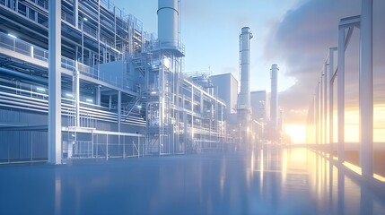 Modern power plant generating electricity with sustainable green strategies to reduce CO2 emissions. Clean energy initiatives and renewable resources for a greener future