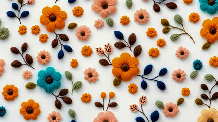 A bunch of paper flowers on a white surface