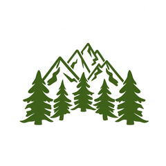 Obraz premium Stylized mountain and pine tree illustration, ideal for eco-themed projects. Perfect for nature lovers and outdoor enthusiasts.