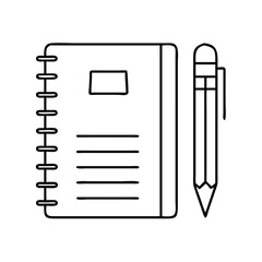 notebook and pen icon, notebook and pen line art - simple line art of notebook and pen, perfect for notebook and pen logos and icons