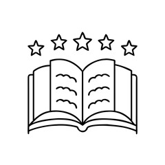 open book with stars icon, open book with stars line art - simple line art of open book with stars, perfect for open book with stars logos and icons