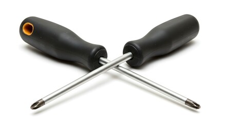 Fototapeta premium High-Resolution Image of Two Crossed Screwdrivers on White Background