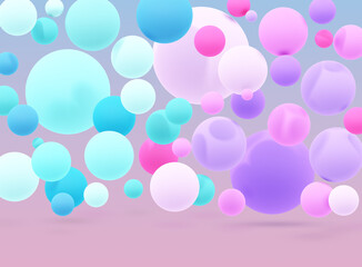 Colorful Abstract 3D Bubbles in Pastel Shades