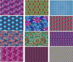 A set of seamless geometric patterns vector illustration