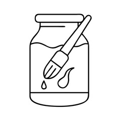 paintbrush in a jar icon, paintbrush in a jar line art - simple line art of paintbrush in a jar, perfect for paintbrush in a jar logos and icons