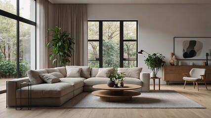 right modern minimalist kitchen with white cabinets, marble countertop, built-in appliances, wood accents, natural light from window, ultra-clean design, sharp and photorealistic, 8k resolution