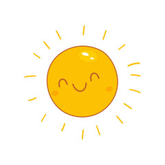 Smiling sun cartoon icon for summer designs
