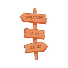 Wooden beach sign with directions to fun