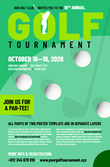 Naklejka premium Golf tournament poster template with balls