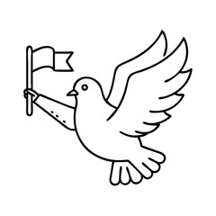 peace dove with flag icon, peace dove with flag line art - simple line art of peace dove with flag, perfect for peace dove with flag logos and icons