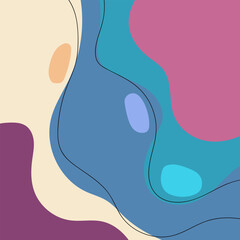 ABSTRACT SQUARE BACKGROUND WITH HAND DRAWN ORGANIC SHAPES. PASTEL COLOR FLAT DESIGN VECTOR TEMPLATE FOR WALLPAPER, COVER DESIGN