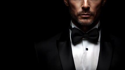 Elegant Man in Tuxedo Black Tie Style