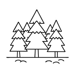 Fototapeta premium pine forest icon, pine forest line art - simple line art of pine forest, perfect for pine forest logos and icons
