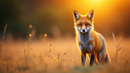 Fototapeta premium Red Fox Standing In Golden Light