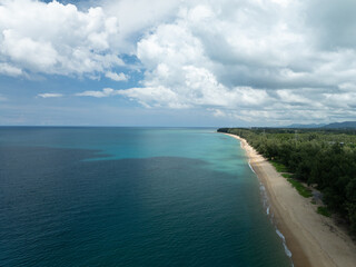 Beautiful colorful sand beach nature background,Amazing beach waves background, Aerial view wide angle sea background