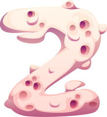 Beach seashell cartoon font letter Z. Underwater mollusk seashell cartoon type element, sea mussel vector English alphabet font sign. Coral reef shell typeset letter or kids ABC typeface symbol