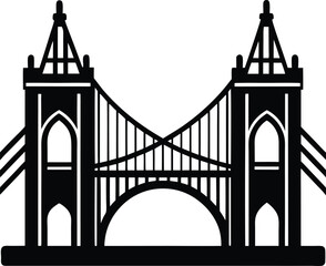 Bridge Gate Silhouette in Black | Iconic Structure Vector