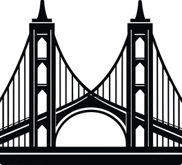 Bridge Gate Silhouette in Black | Iconic Structure Vector