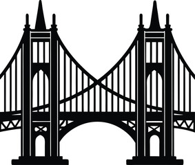 Bridge Gate Silhouette in Black | Iconic Structure Vector