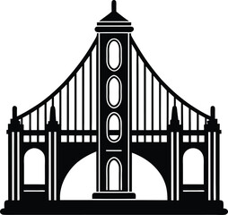 Bridge Gate Silhouette in Black | Iconic Structure Vector