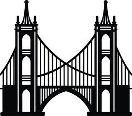 Bridge Gate Silhouette in Black | Iconic Structure Vector