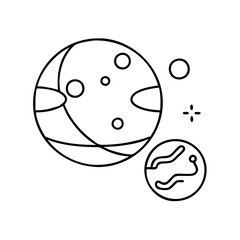 planet with a moon icon, planet with a moon line art - simple line art of planet with a moon, perfect for planet with a moon logos and icons