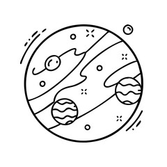 planet with a moon icon, planet with a moon line art - simple line art of planet with a moon, perfect for planet with a moon logos and icons