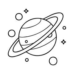 planet with rings saturn icon, planet with rings saturn line art - simple line art of planet with rings saturn, perfect for planet with rings saturn logos and icons