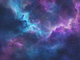 Fototapeta premium Vibrant Nebula Cosmic Cloudscape: Stunning Purple and Blue Galaxy