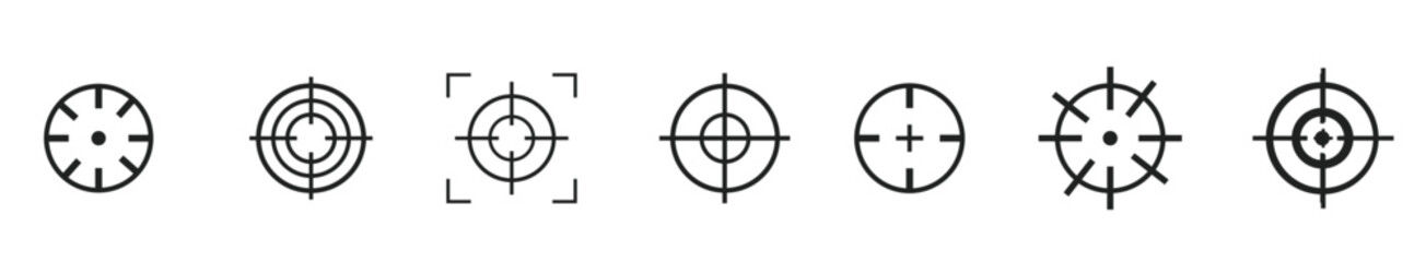Obraz premium Target set icons sight sniper symbol isolated on a white background, crosshair and aim vector illustration stylish for web design EPS10